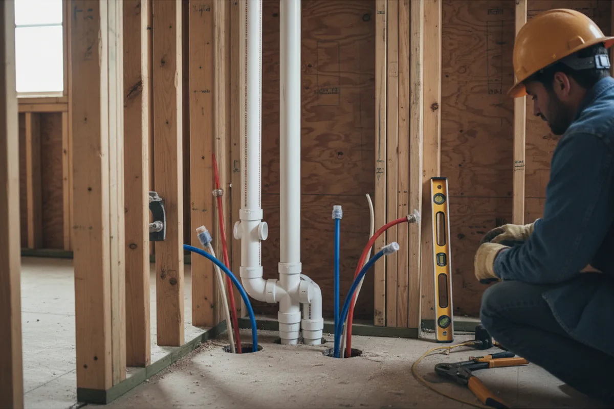Drain and supply rough-in during Leak Detection in New Lexington